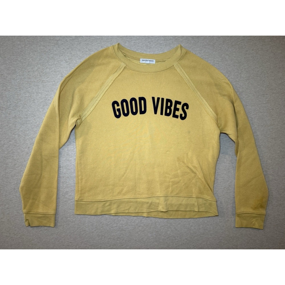 Greyson Threads Woman's Size Medium Yellow Sweater GOOD VIBES